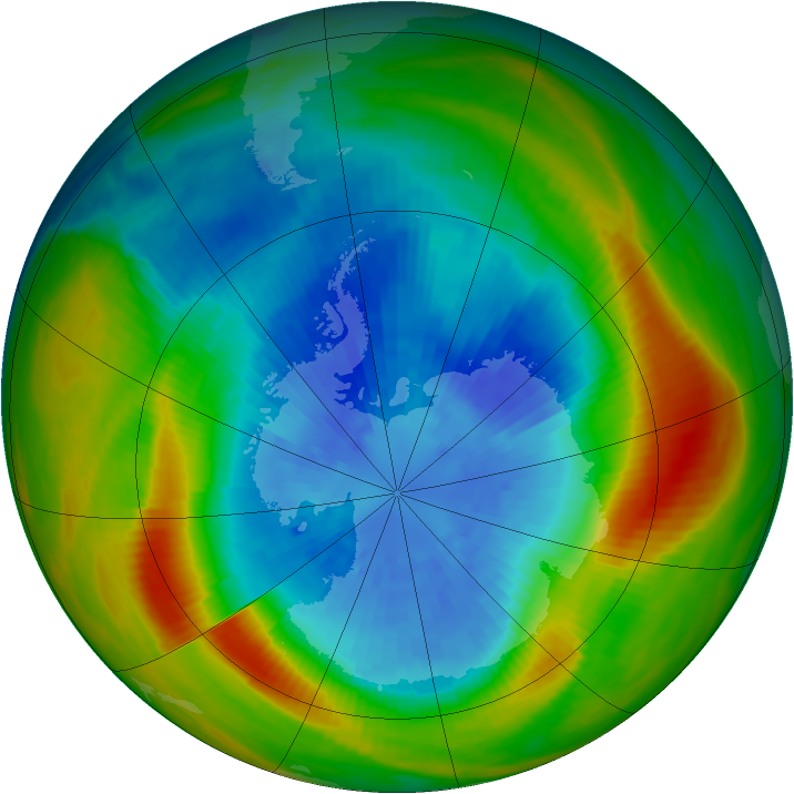 Antarctic ozone map for 21 September 1982